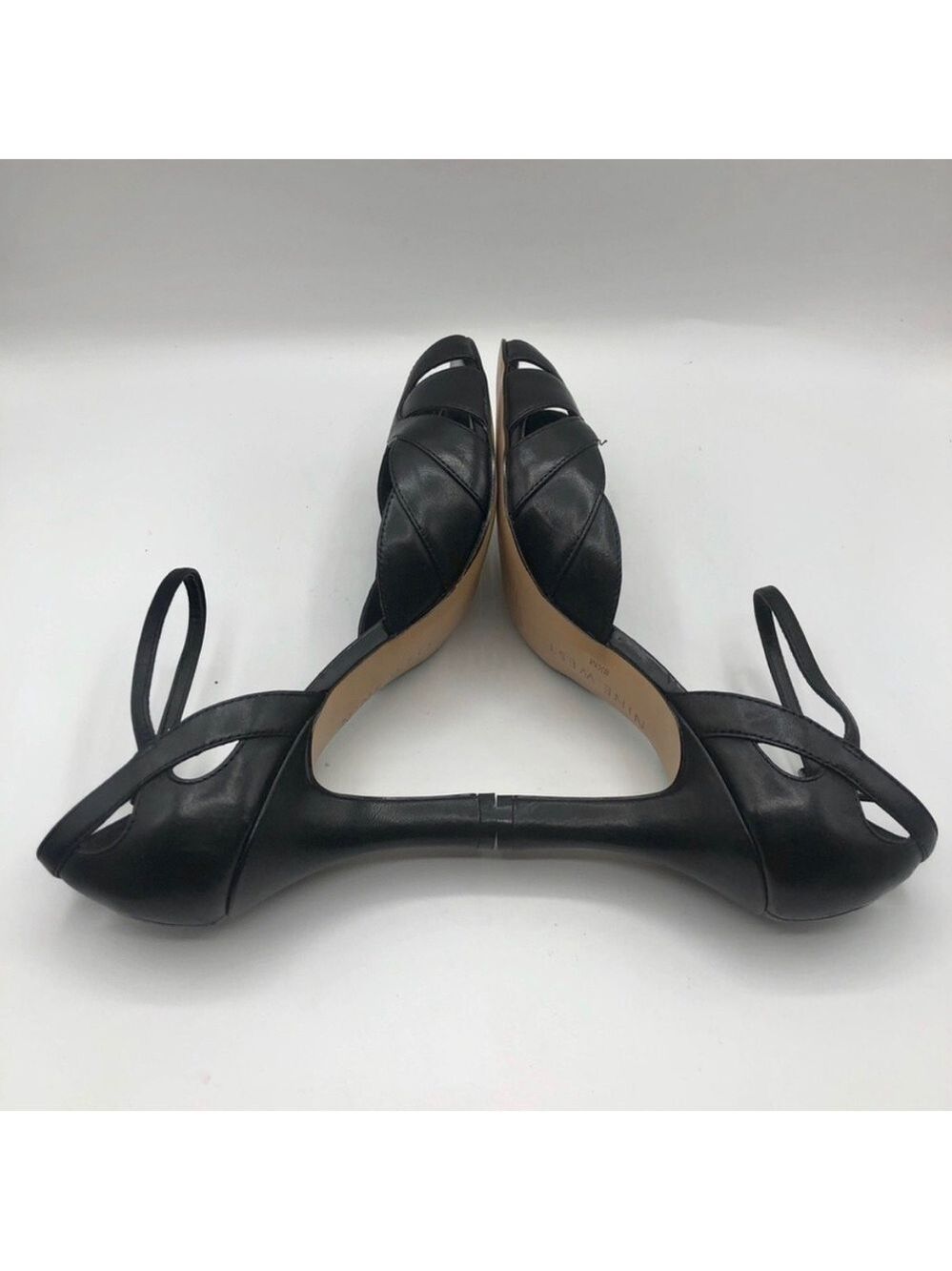 Nine West Lorelles Leather Open Toe Heels Size 8.5M - Picture 6 of 7